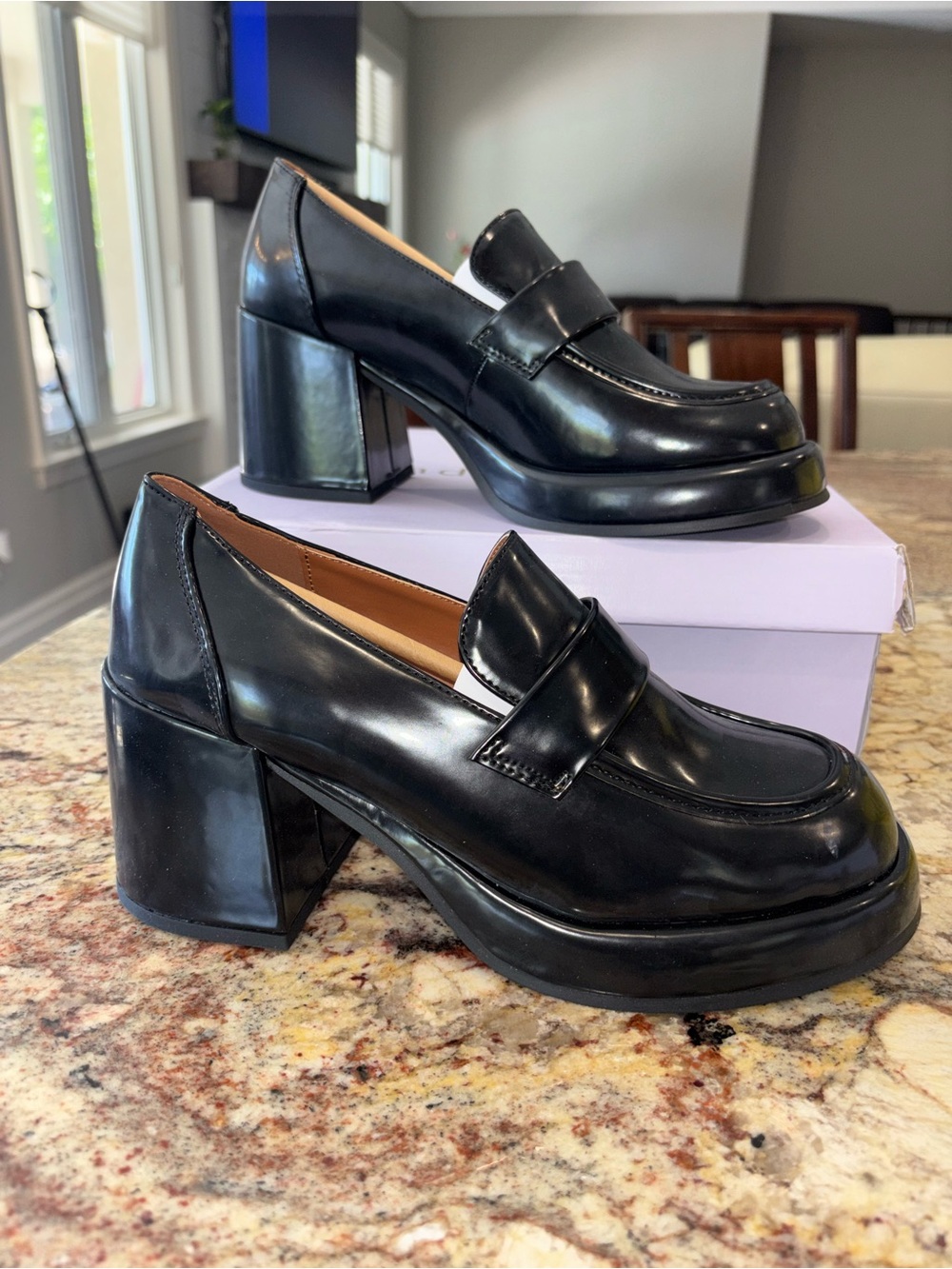 Madden Girl Black Platform Heeled Loafers - Women's Dress Pumps Y2K